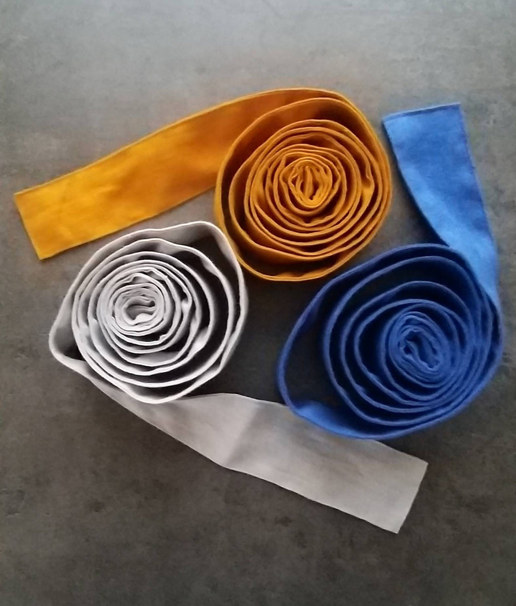 Long linen ribbon belt