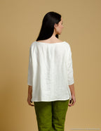 LUCIA oversized linen top | White