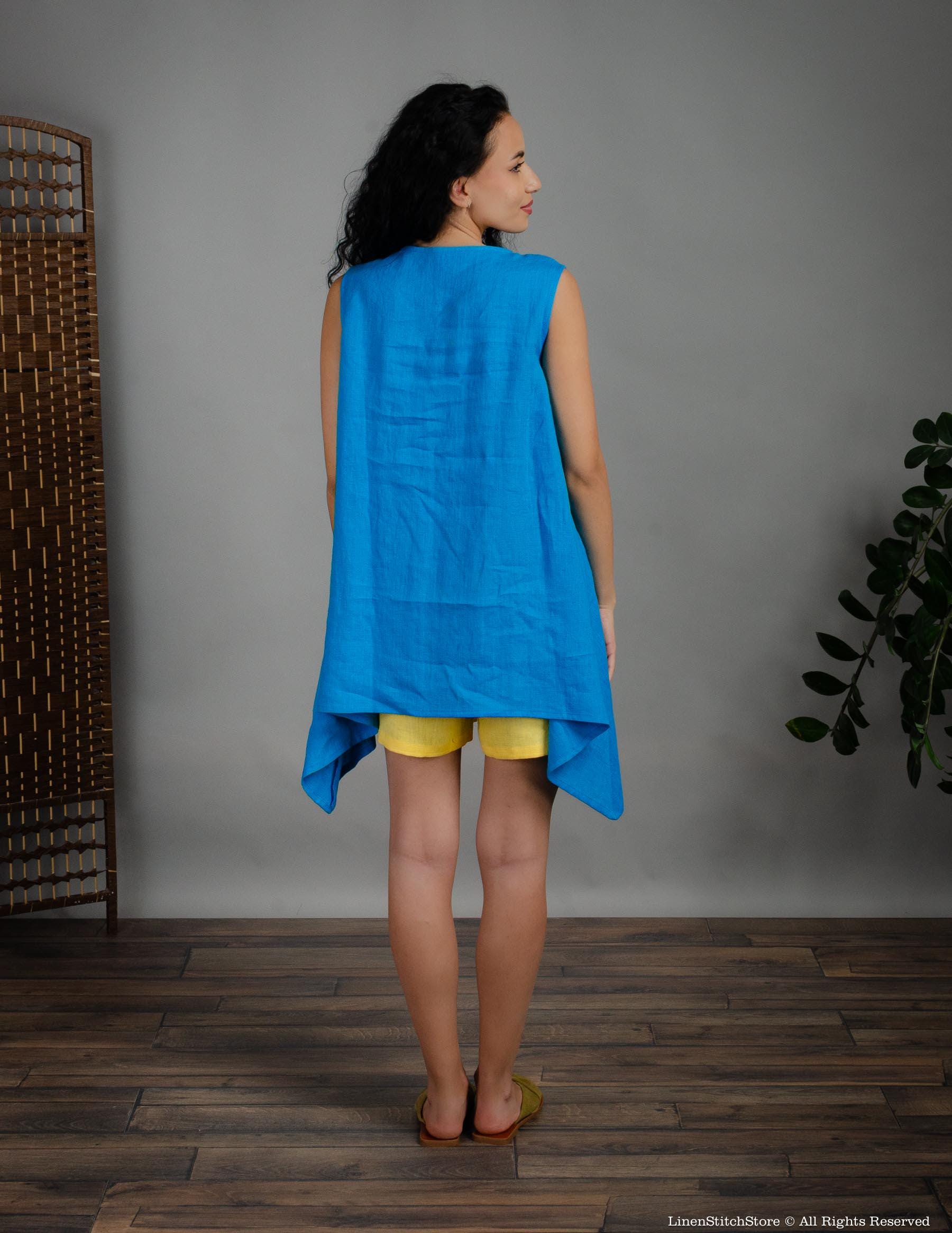 LAURA Linen tunic | Caribbean blue