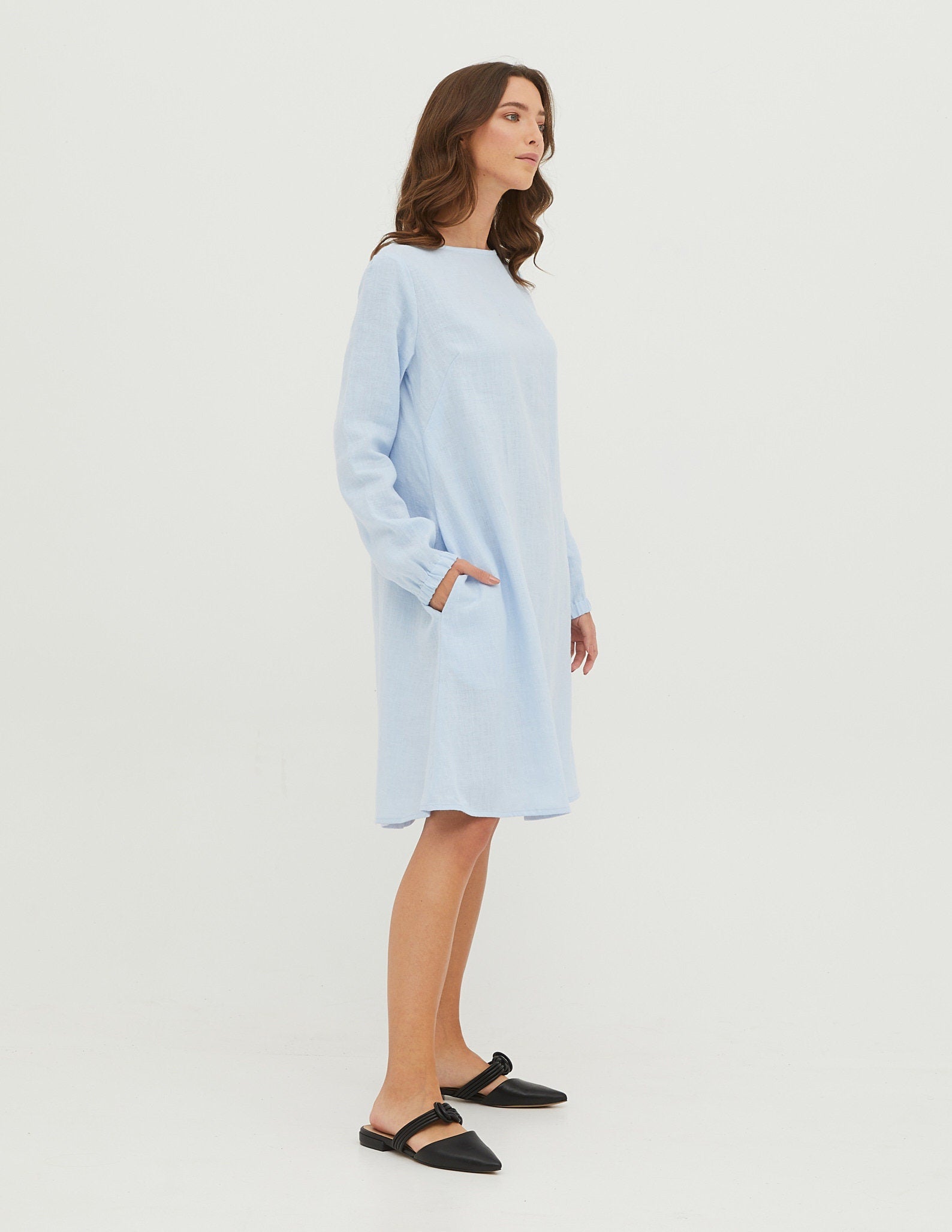 SIMONA Linen dress | Light blue