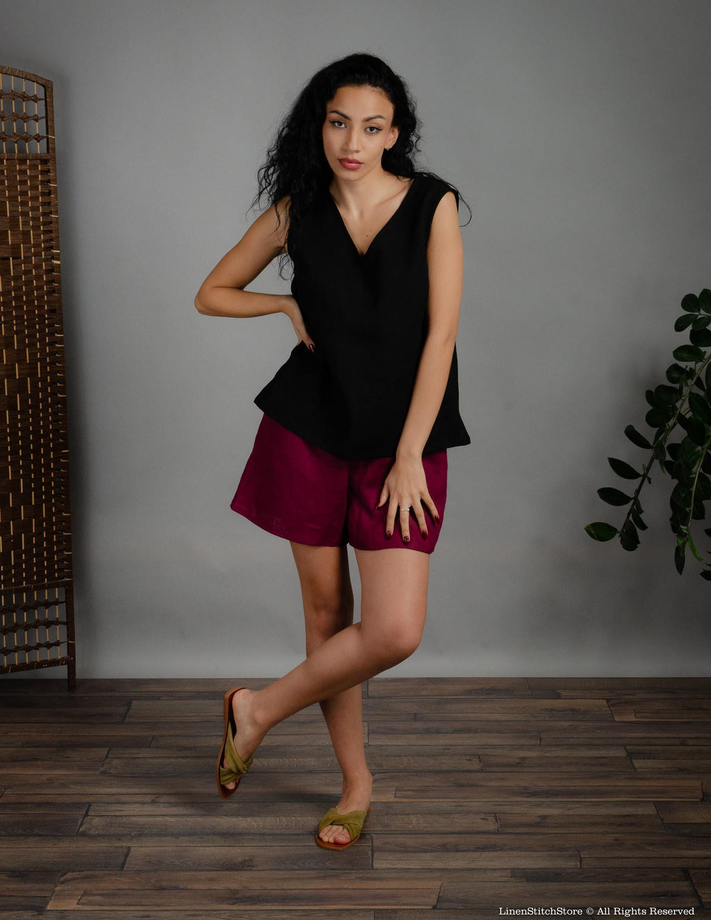 REGINA Linen top | Black