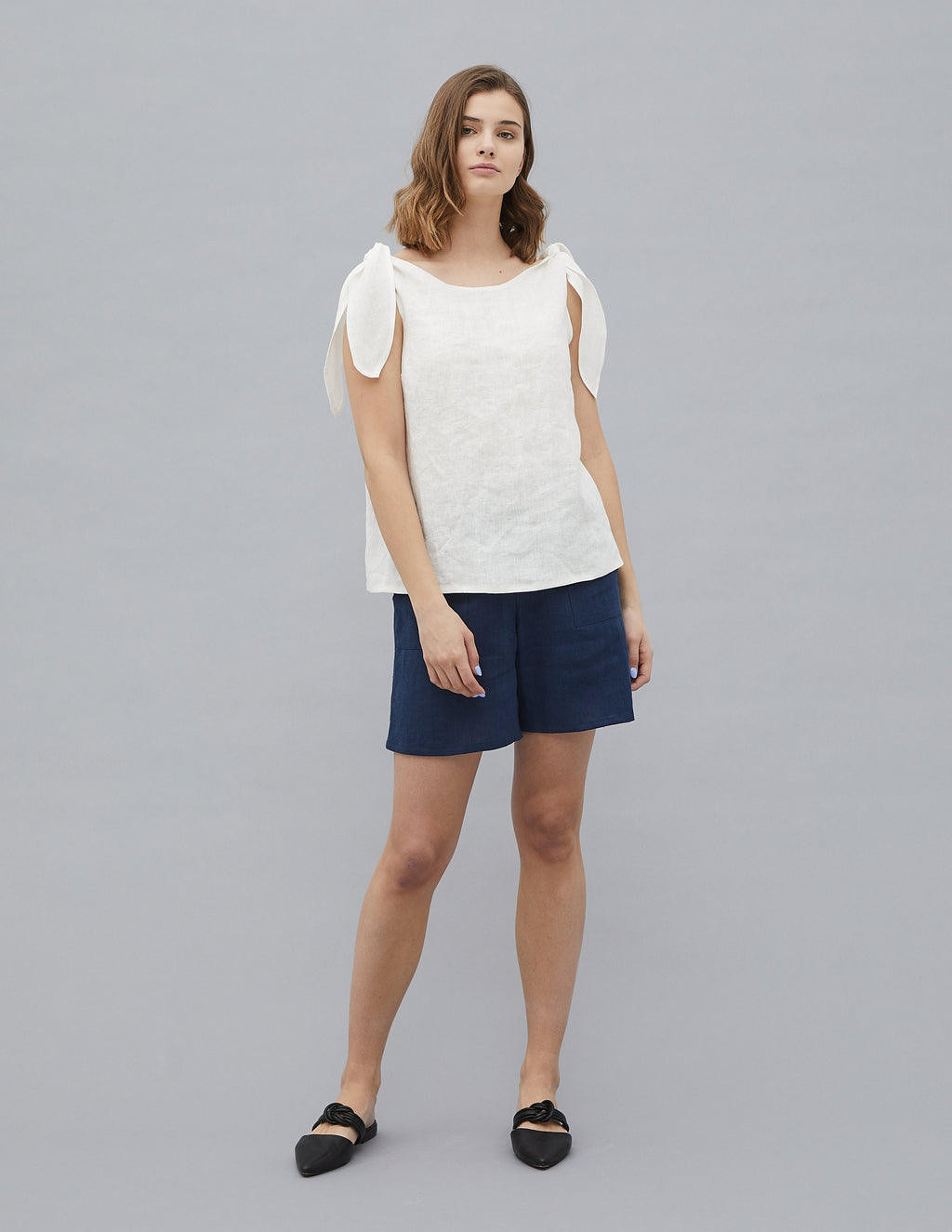OLIVIA linen top | Ivory