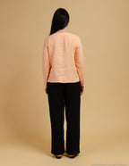 LEILA V-neck linen top | Peach
