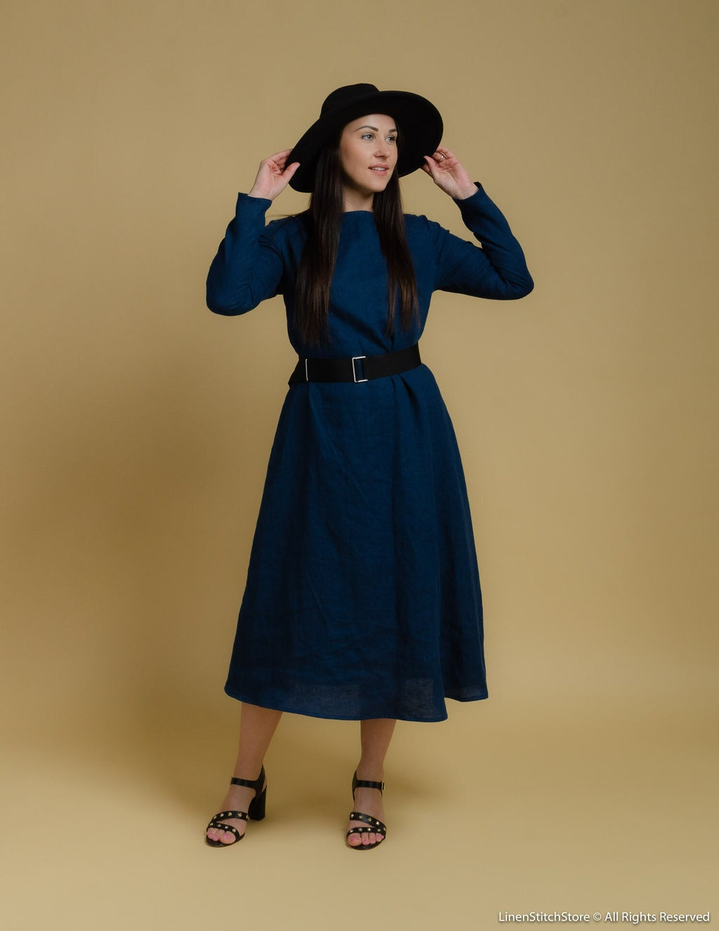 SARAH  Linen dress | Navy blue