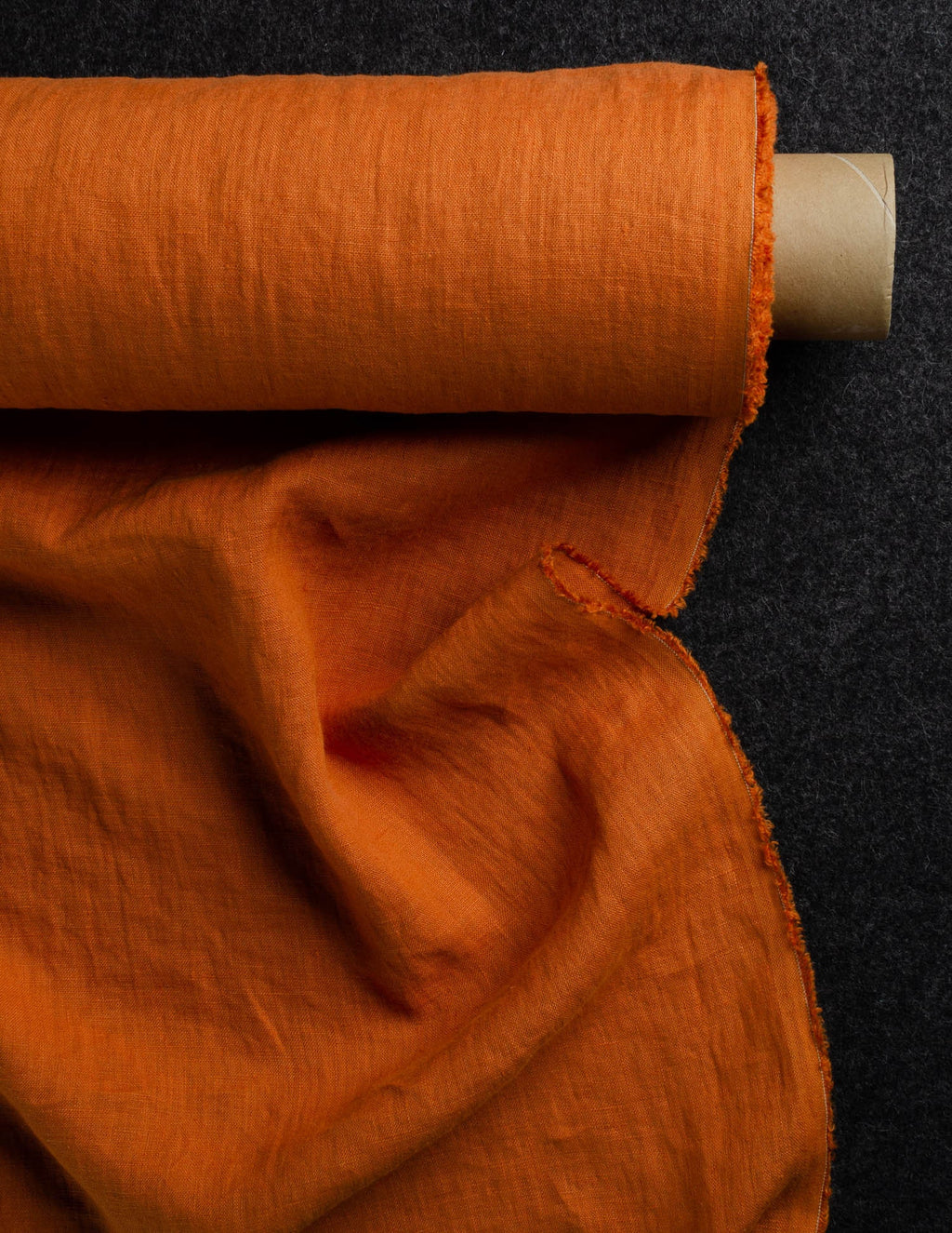 Terracotta colour medium weight linen fabric supply