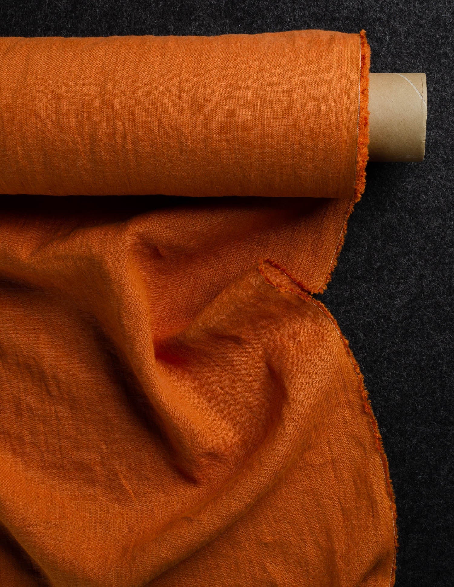 Terracotta colour medium weight linen fabric supply
