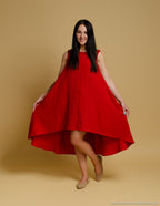 FLORA Linen dress | Bright red