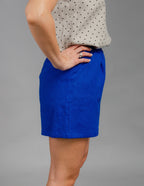 TAMARA deep blue loose linen shorts