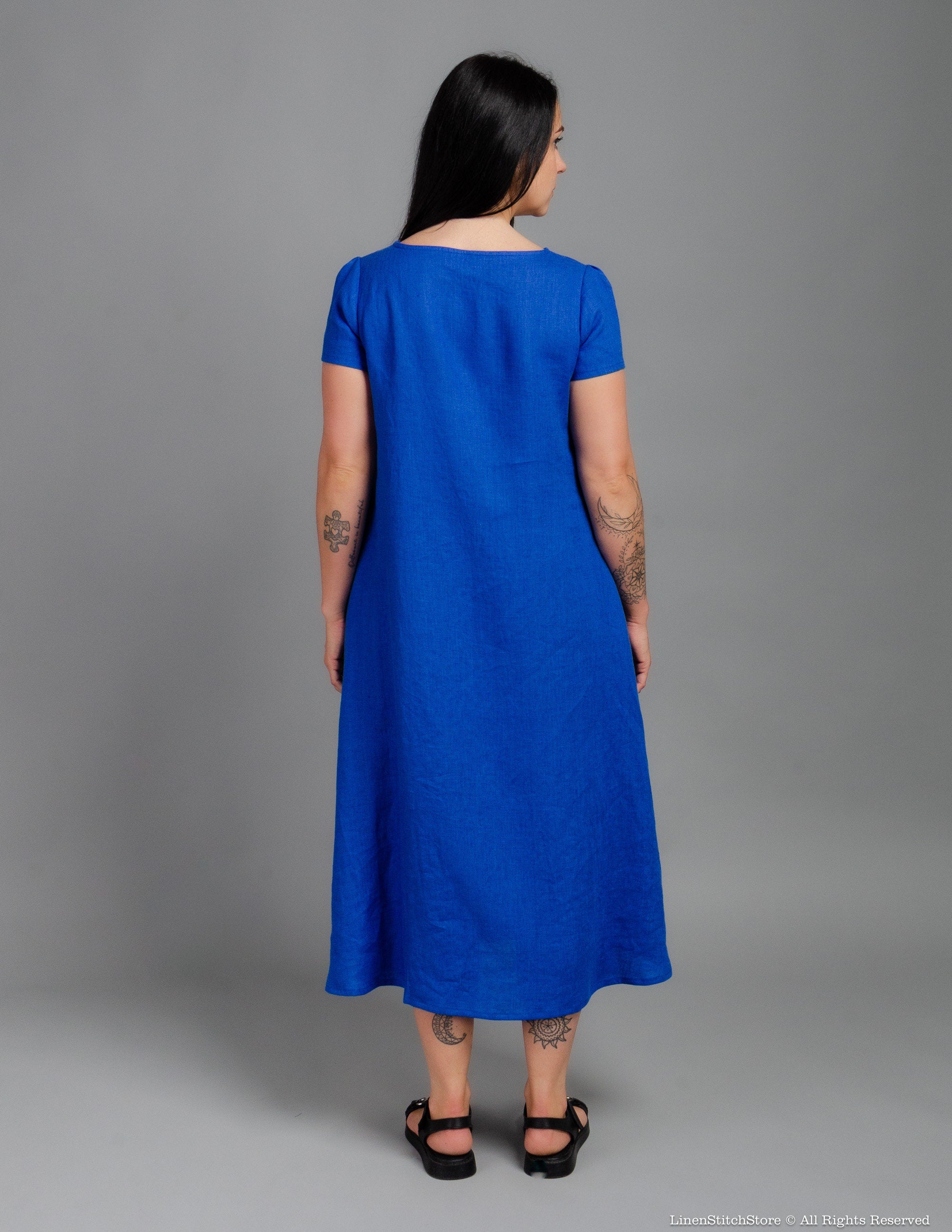 KAREN Linen dress | Deep blue