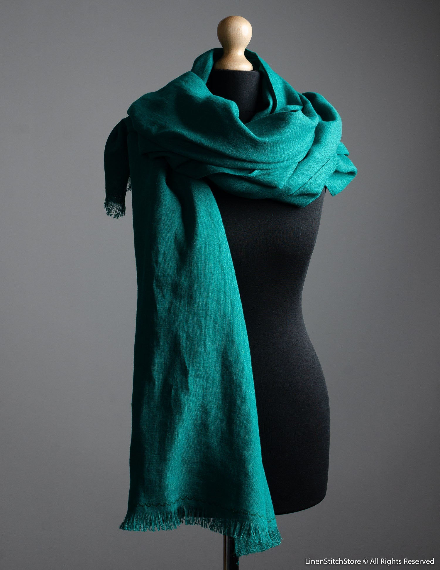 Linen scarf | Emerald green