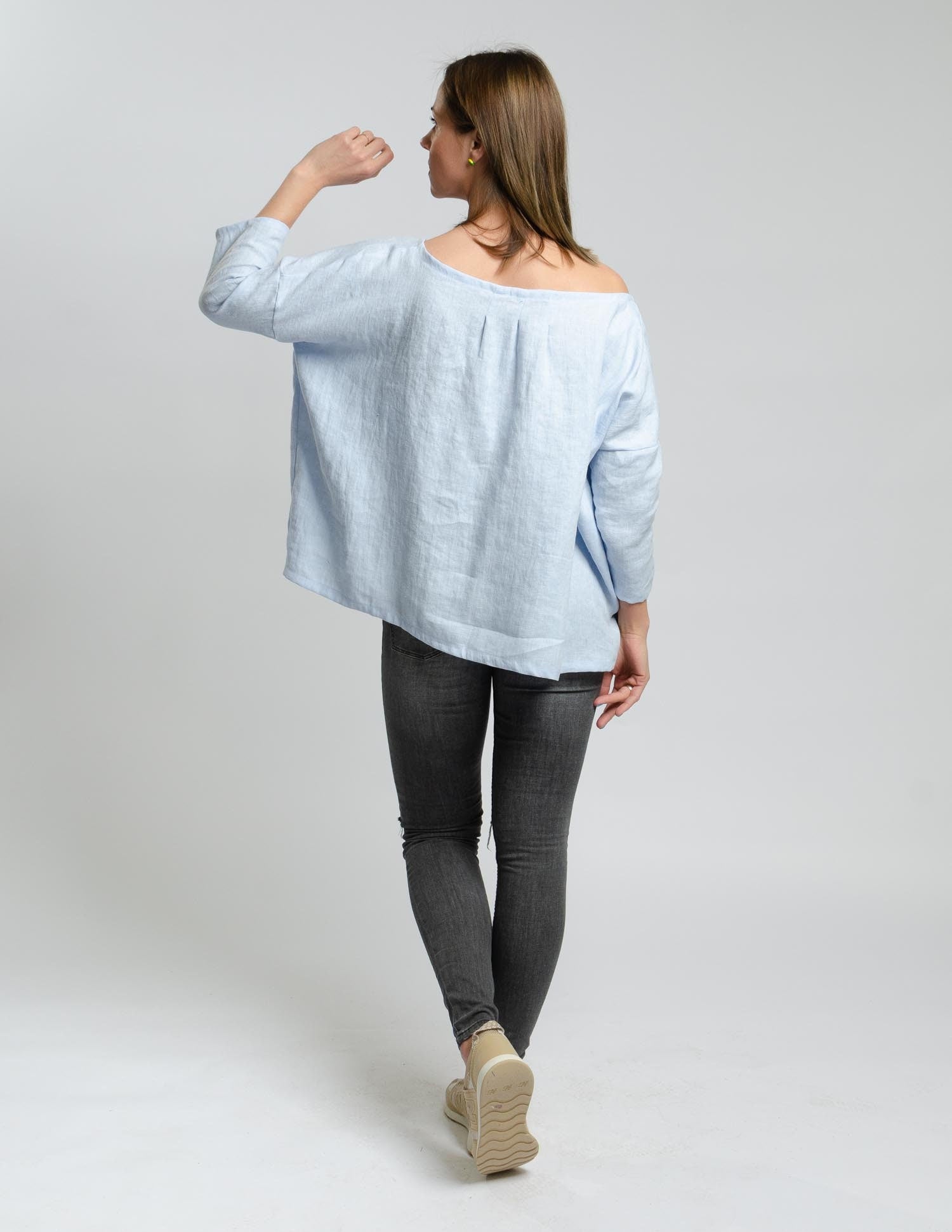 LUCIA oversized linen top |  Light blue