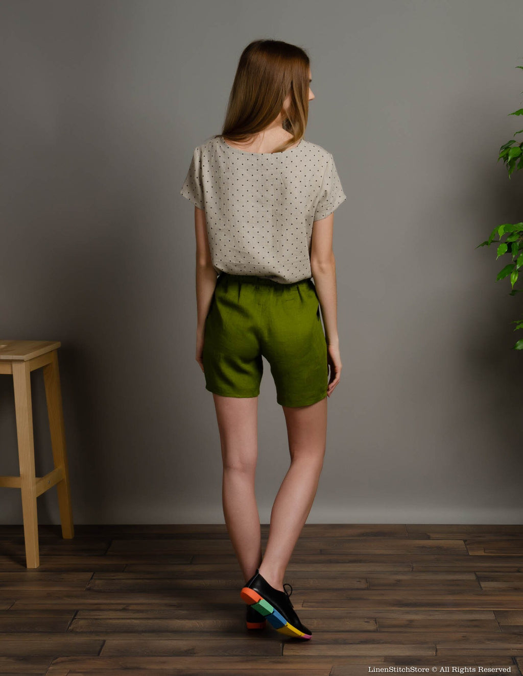 LILLY Linen shorts | Olive green
