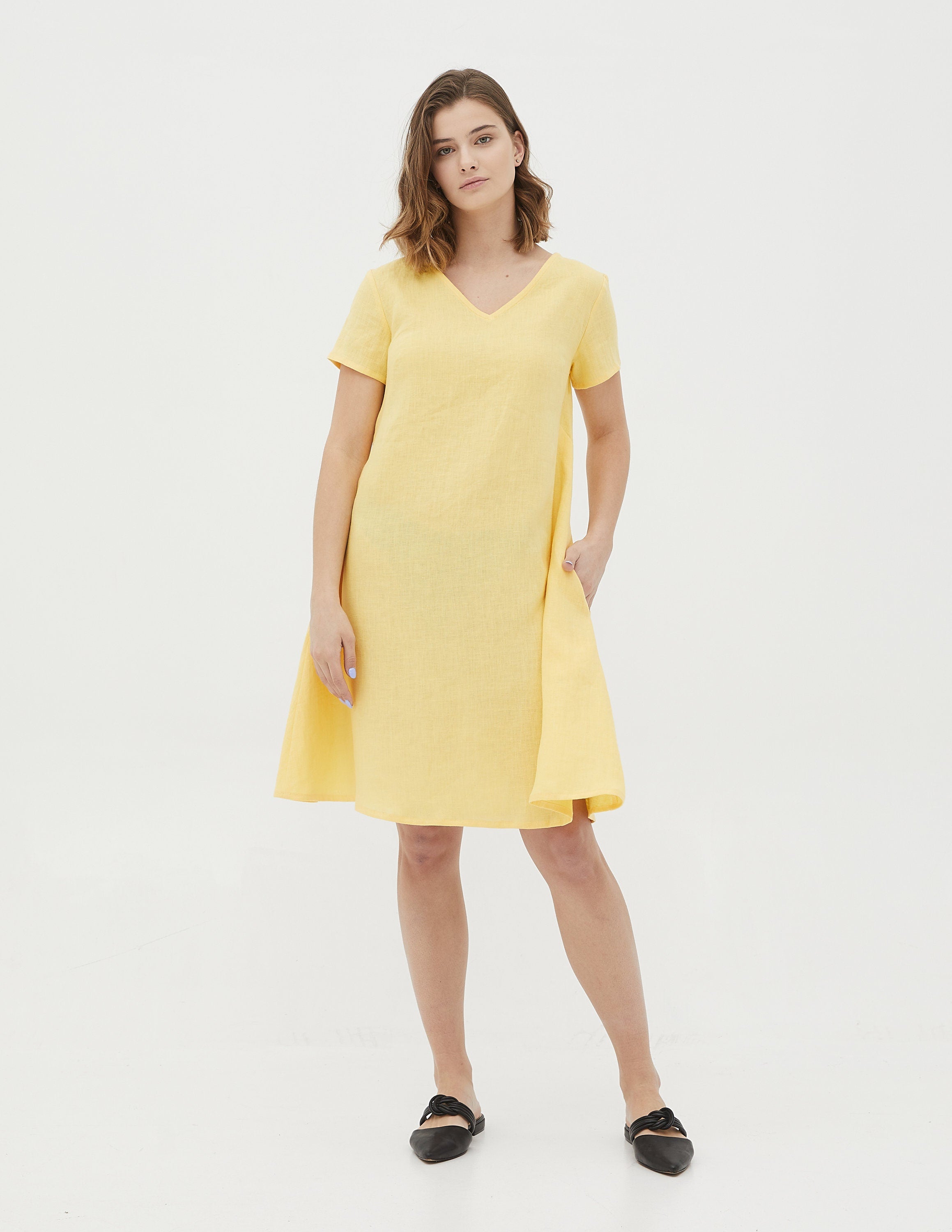 KIMBERLY Linen dress | Yellow