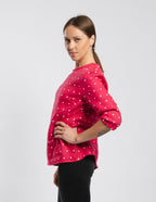 EMILY linen blouse | raspberry polka dots