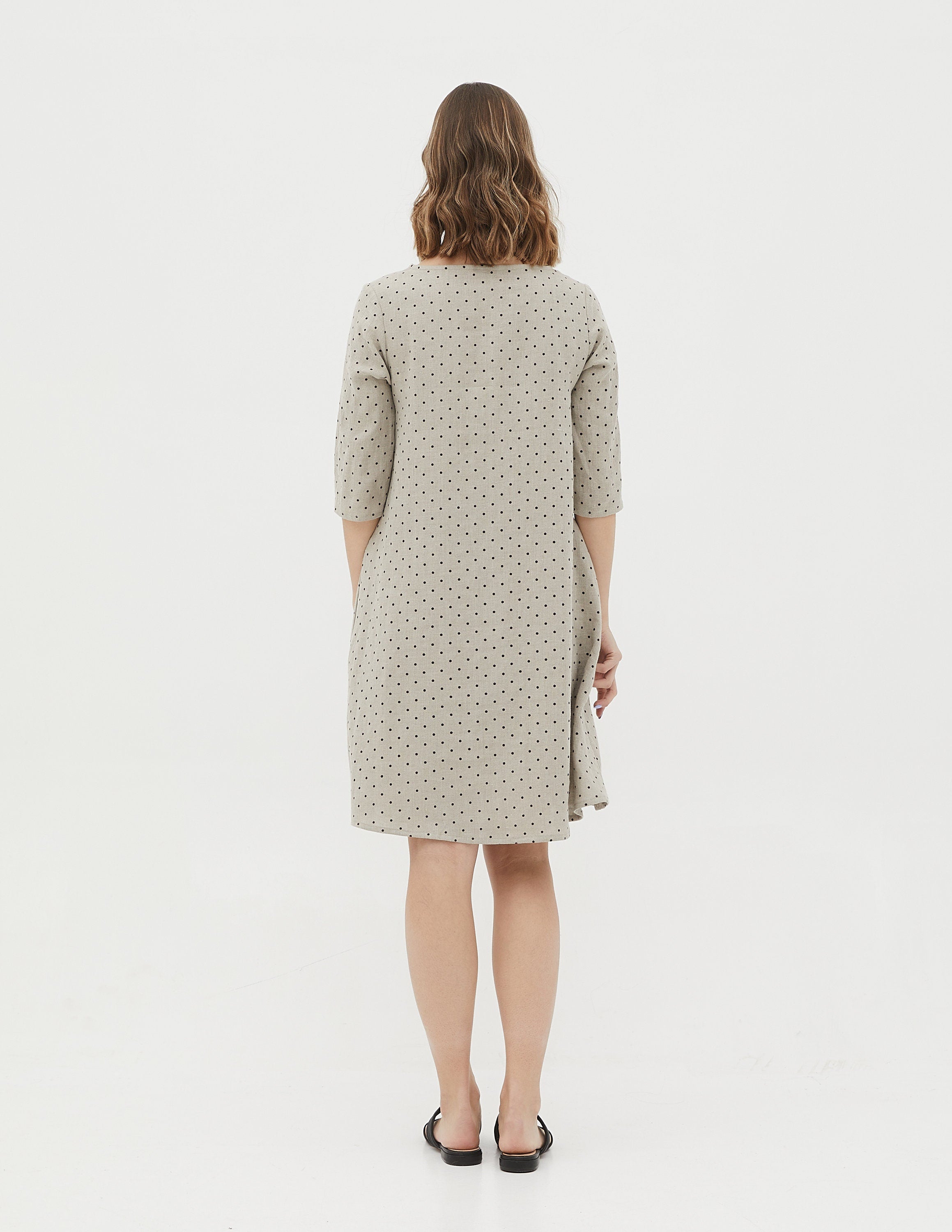 BARBARA Linen dress | Natural dots