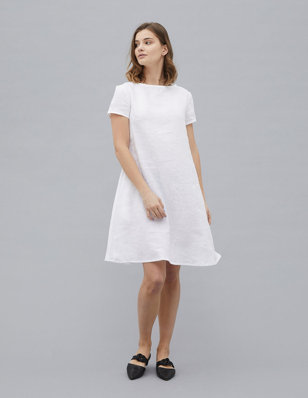 MEGHAN Linen dress | White