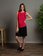 OLIVIA linen top | Raspberry dots