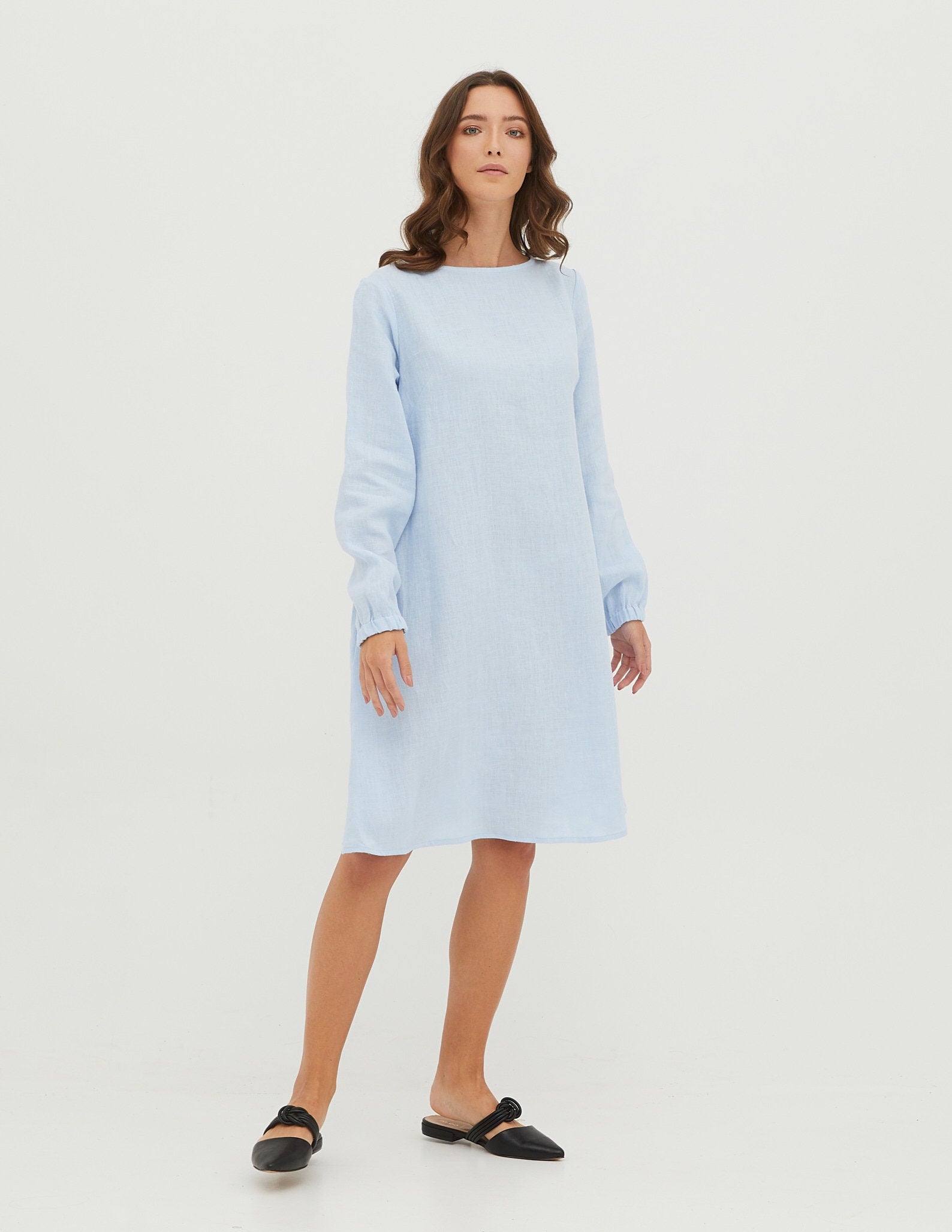 SIMONA Linen dress | Light blue
