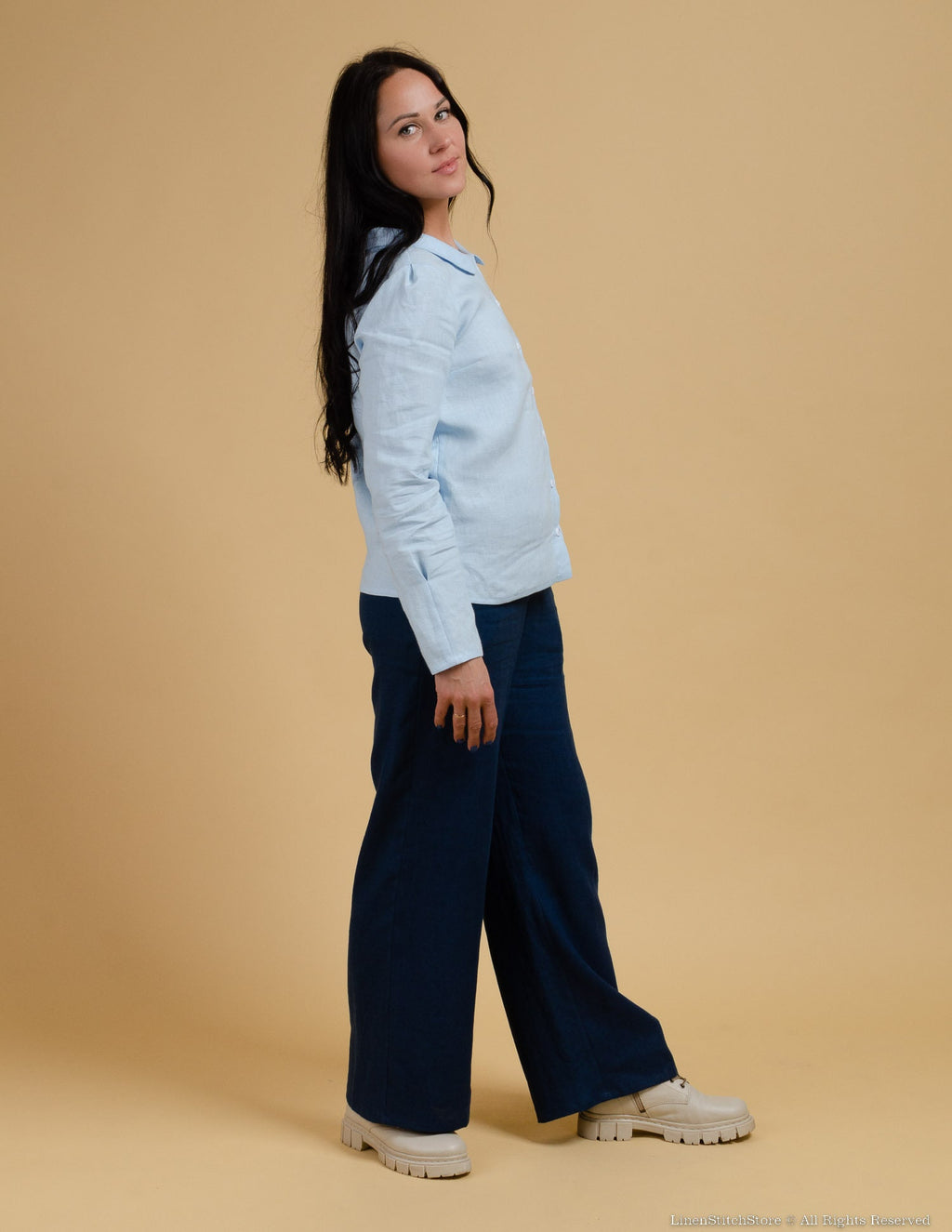 LESLIE Linen pants | Navy blue