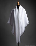 Fringled extra large WHITE color linen shawl for women, linen unisex scarf, unisex Christmas gift, brown linen wrap, tasseled linen shawl