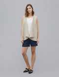 SUNY Linen vest | Natural dots