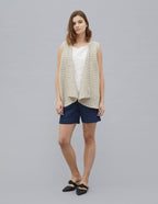SUNY Linen vest | Natural dots