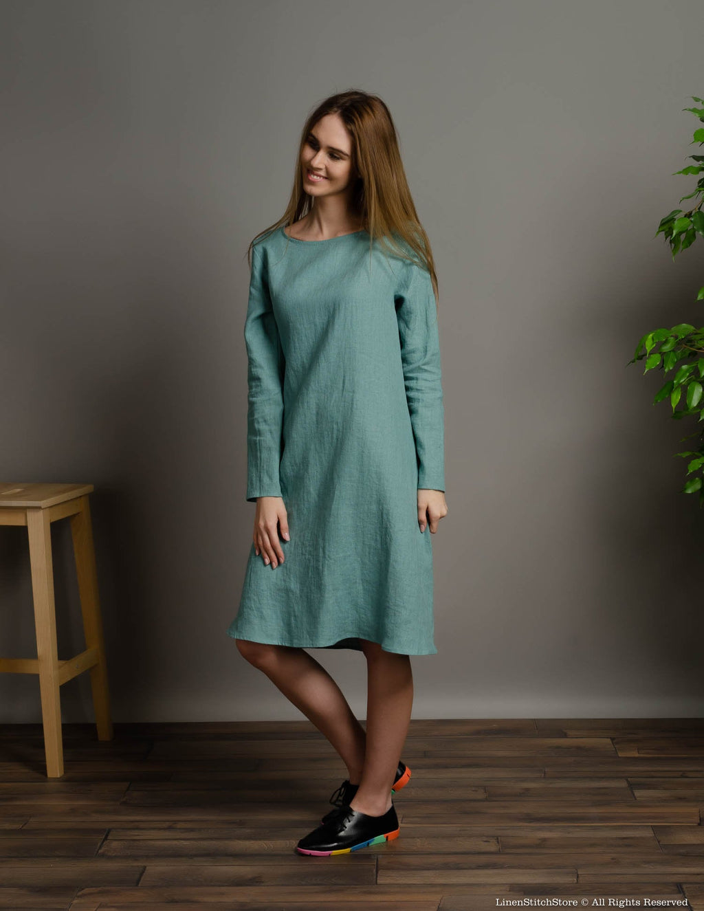VERONICA Linen dress | Electric blue