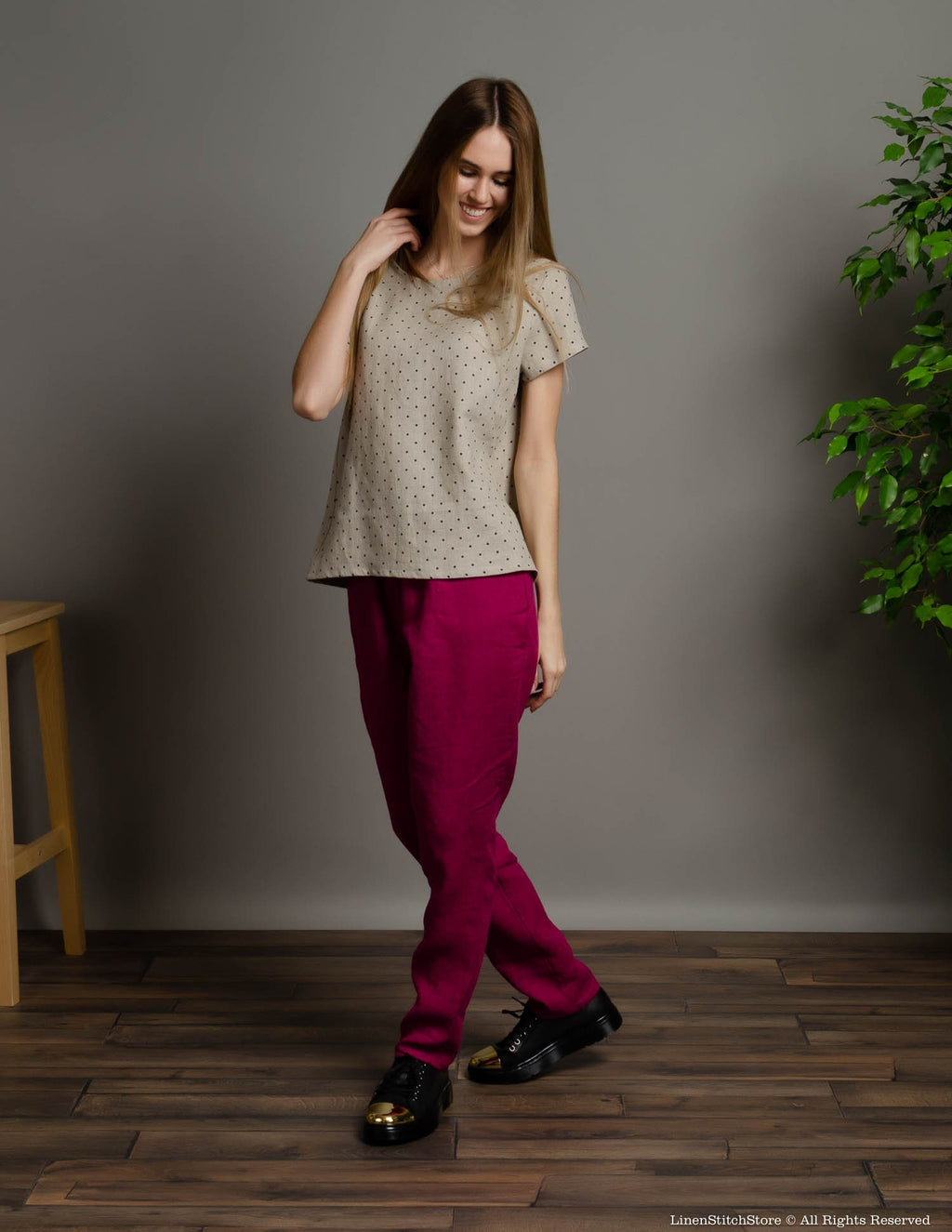 IEVA Linen top | Natural dots