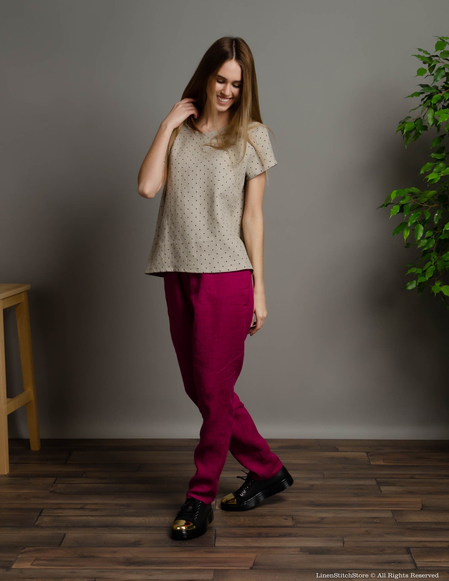 IEVA Linen top | Natural dots