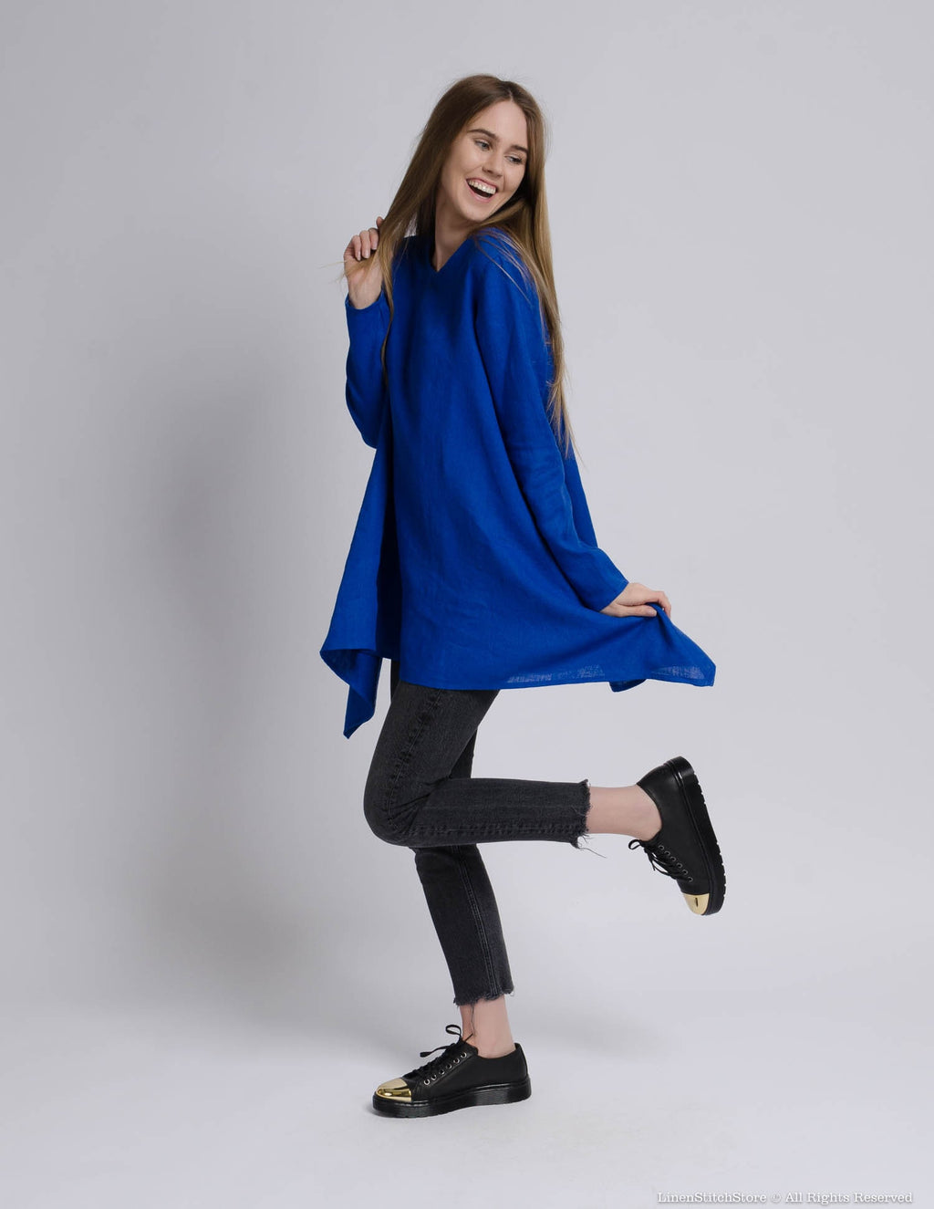 AURORA Linen tunic | Deep blue