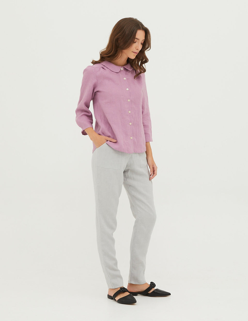 AMBER Linen blouse | Light purple