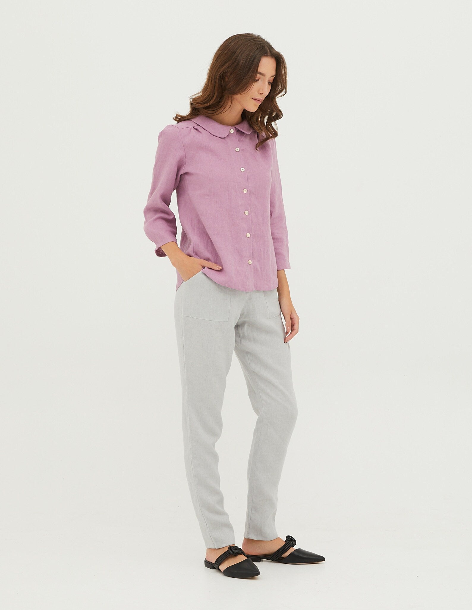 AMBER Linen blouse | Light purple