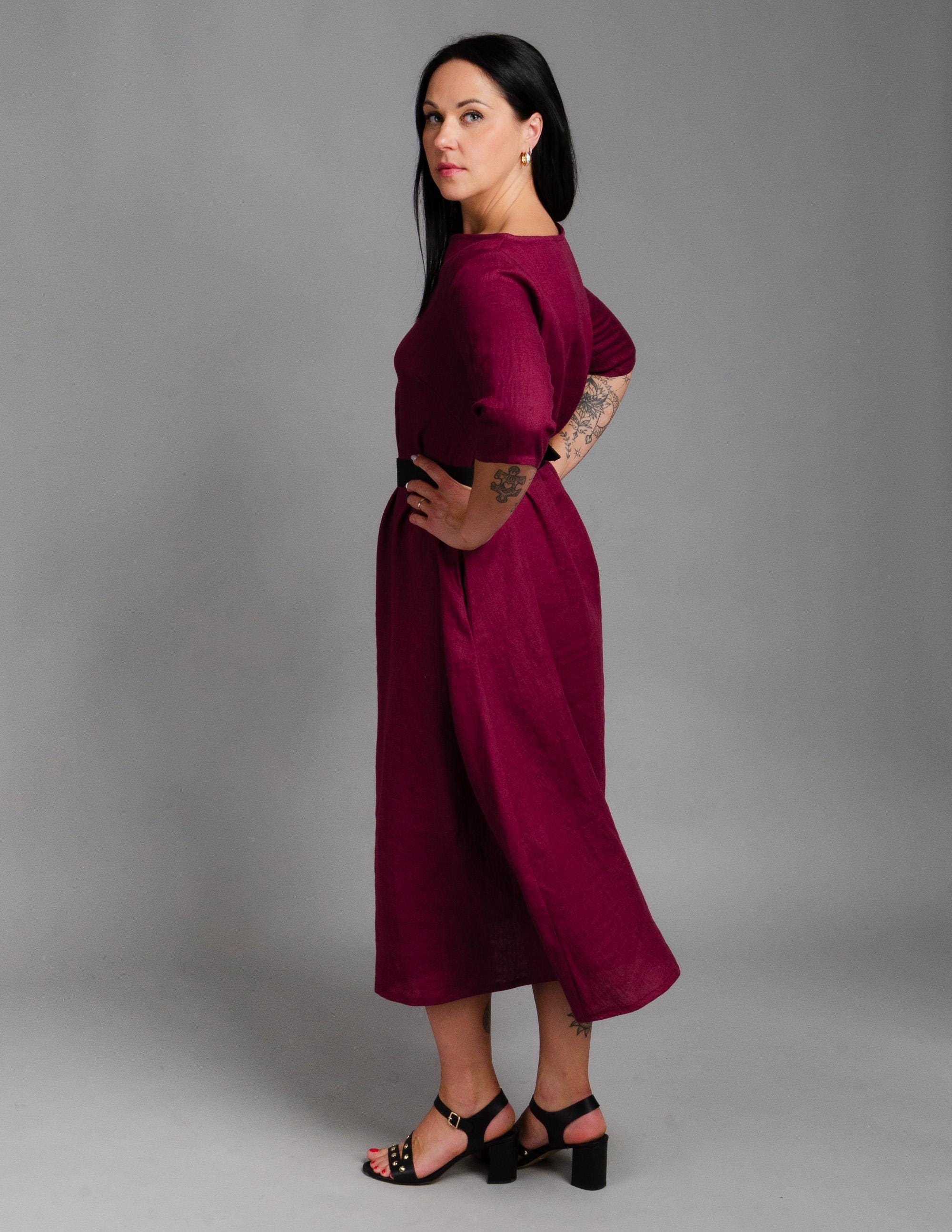 BERTA Linen dress | Marsala