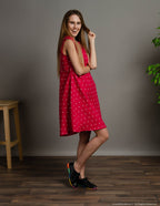 BRITNEY Linen dress | Raspberry dots