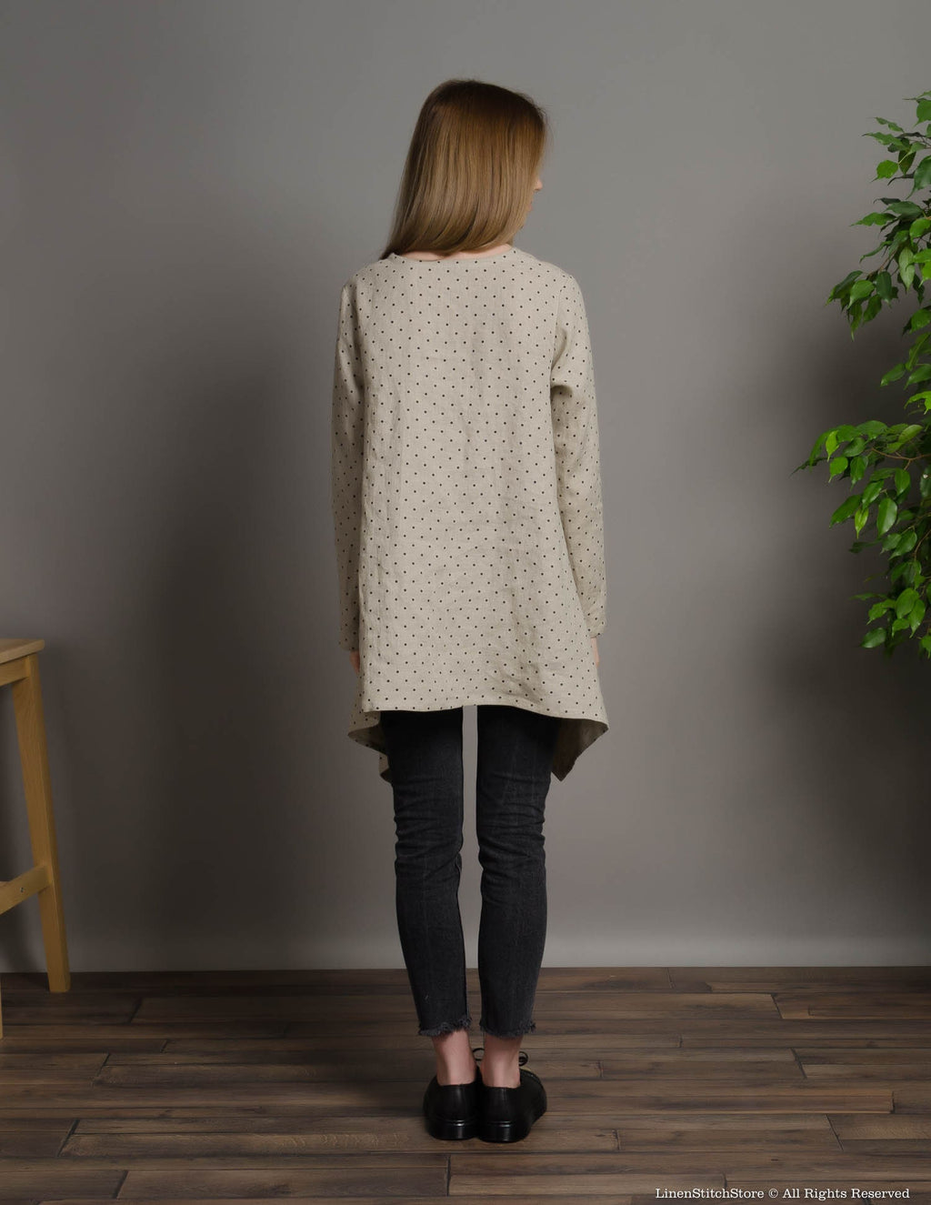 AURORA Linen tunic | Natural dots