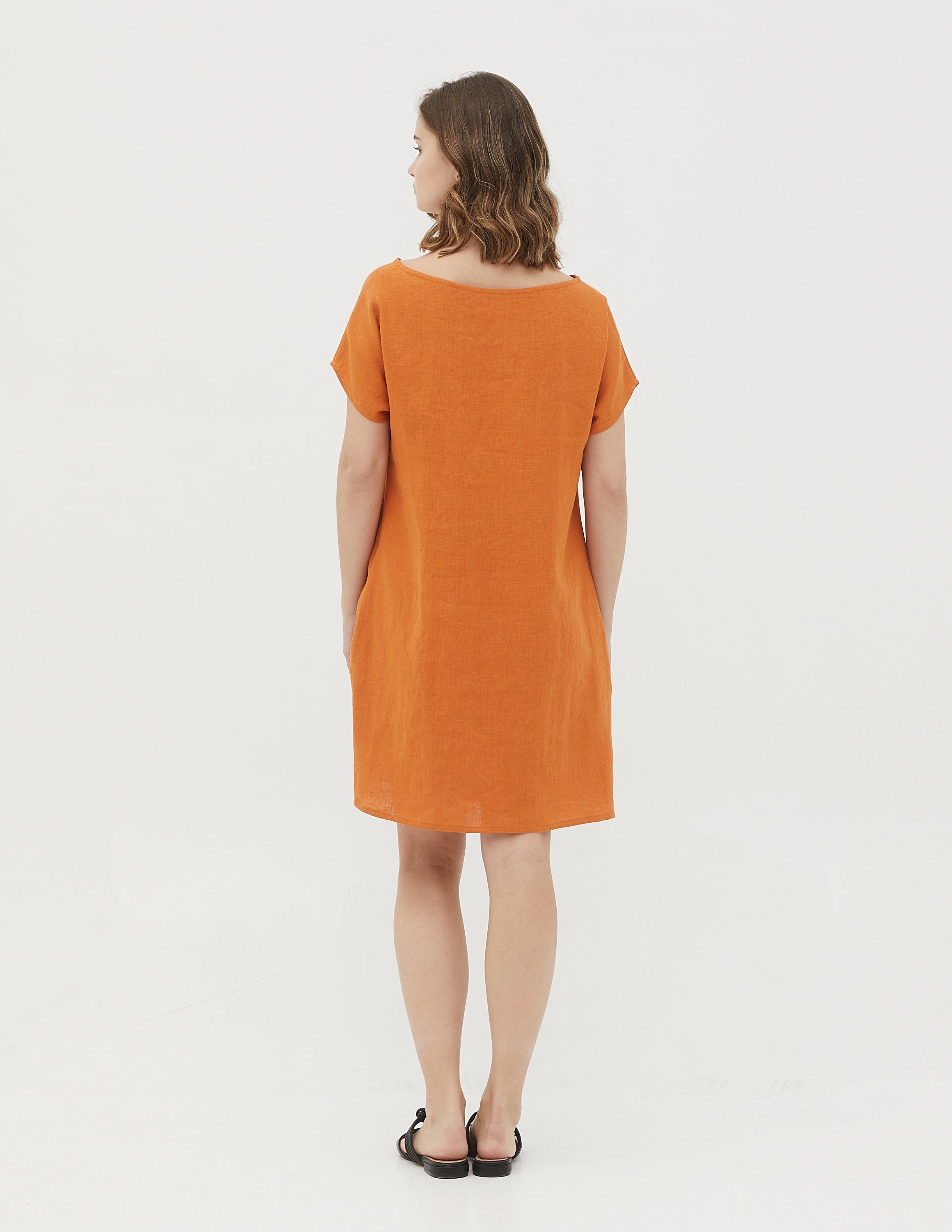 SANDRA Linen dress | Terracotta