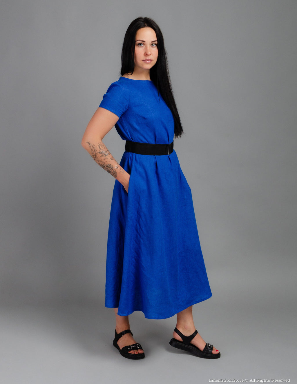 KAREN Linen dress | Deep blue