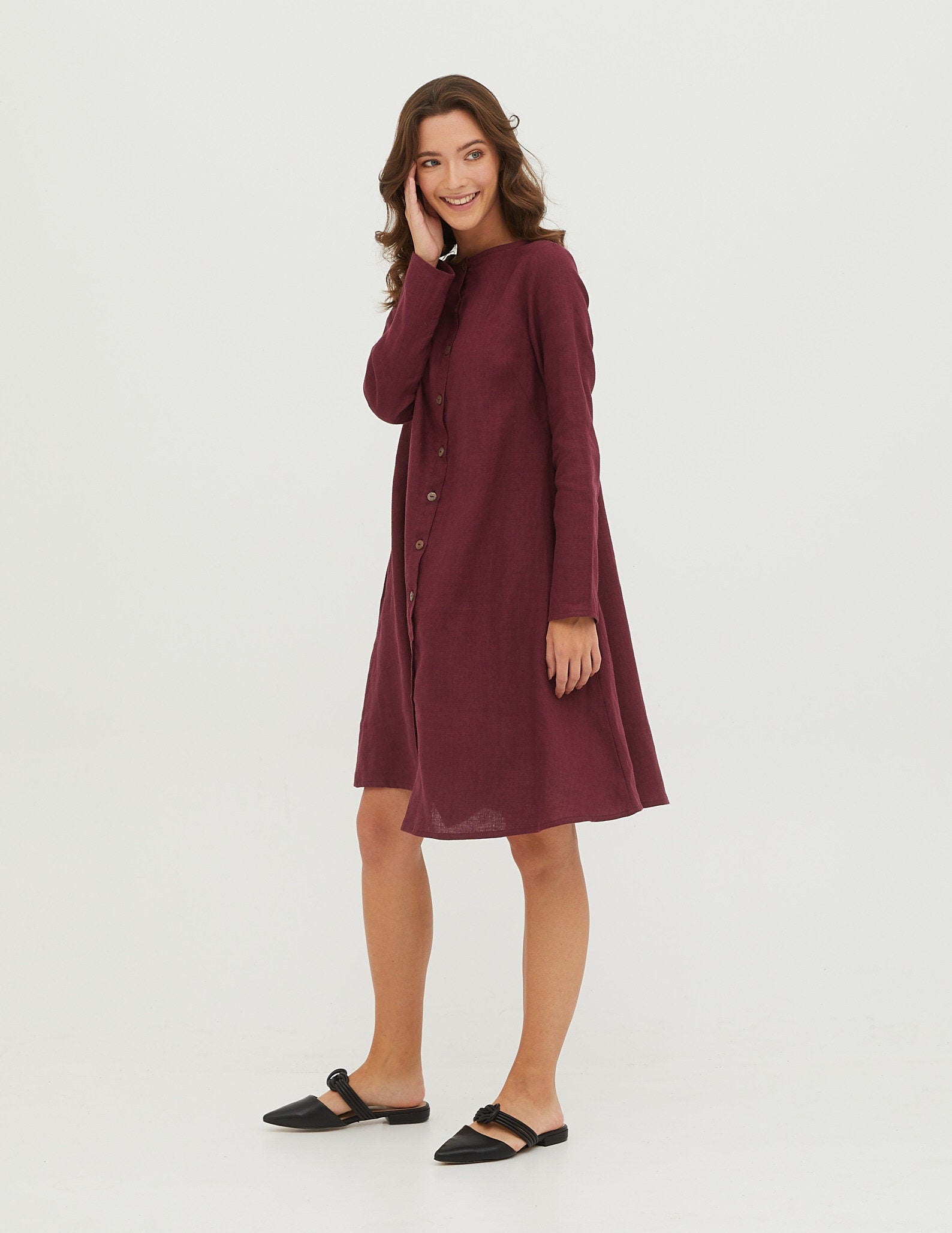 DOMINIKA Linen dress | Marsala