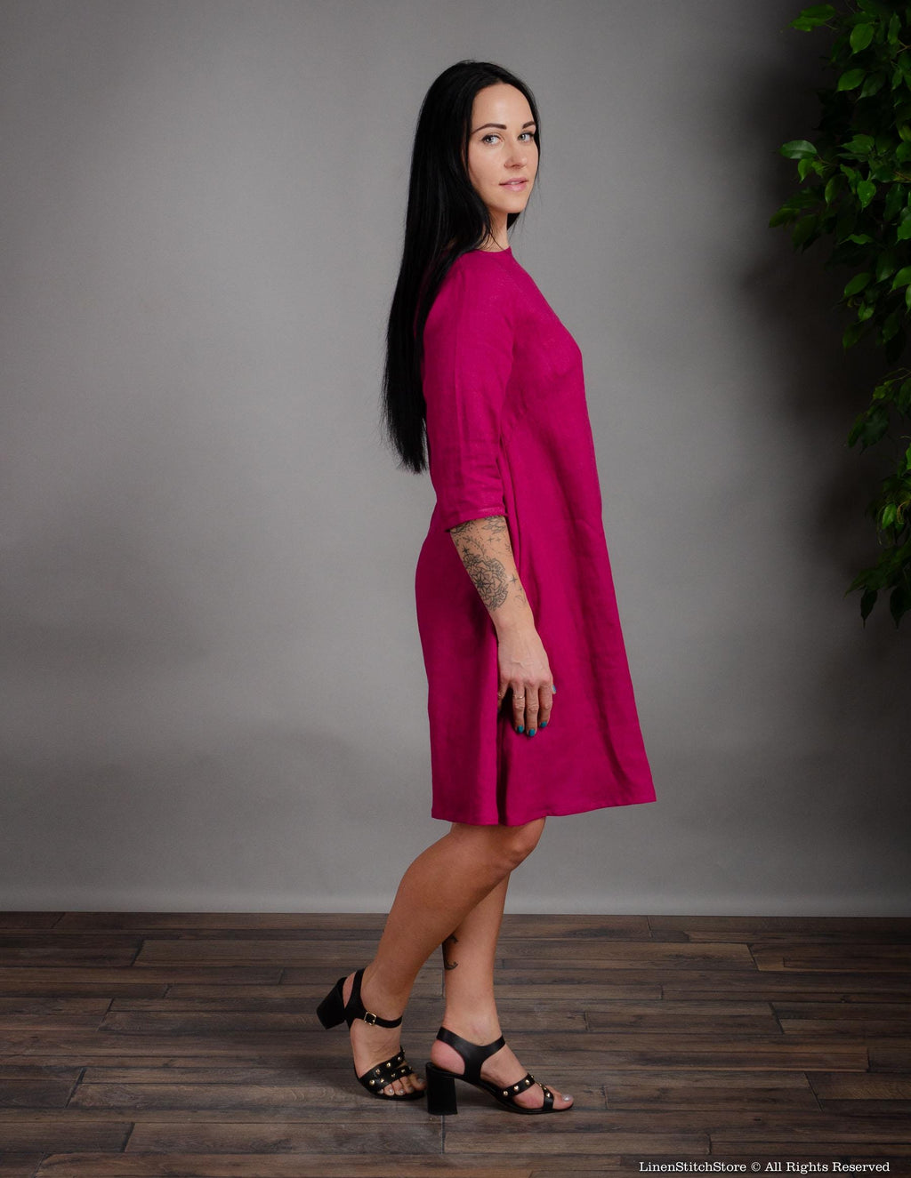 BARBARA Linen dress | Rose