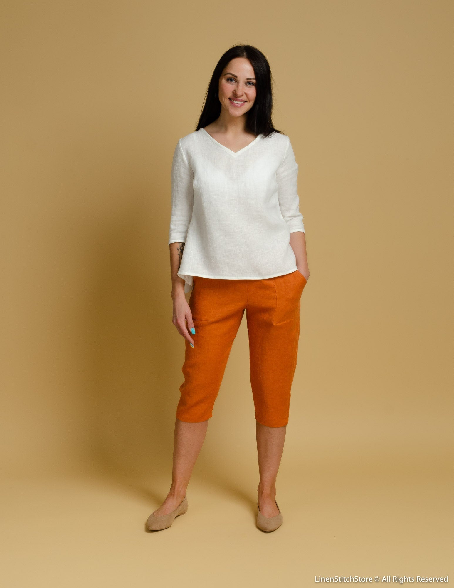 BERNIN Linen top | White