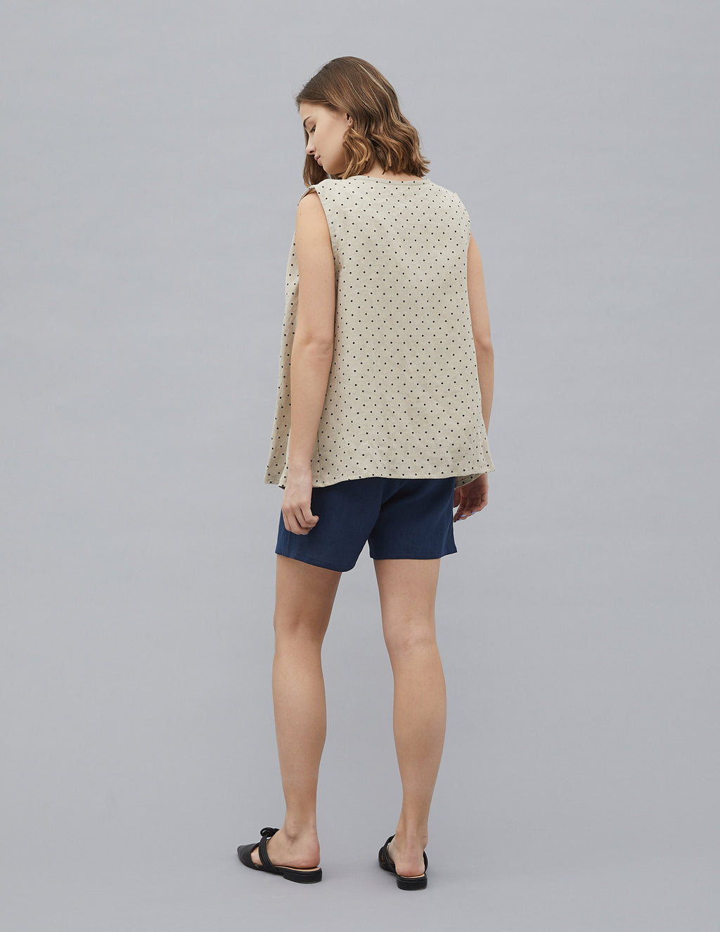 SUNY Linen vest | Natural dots