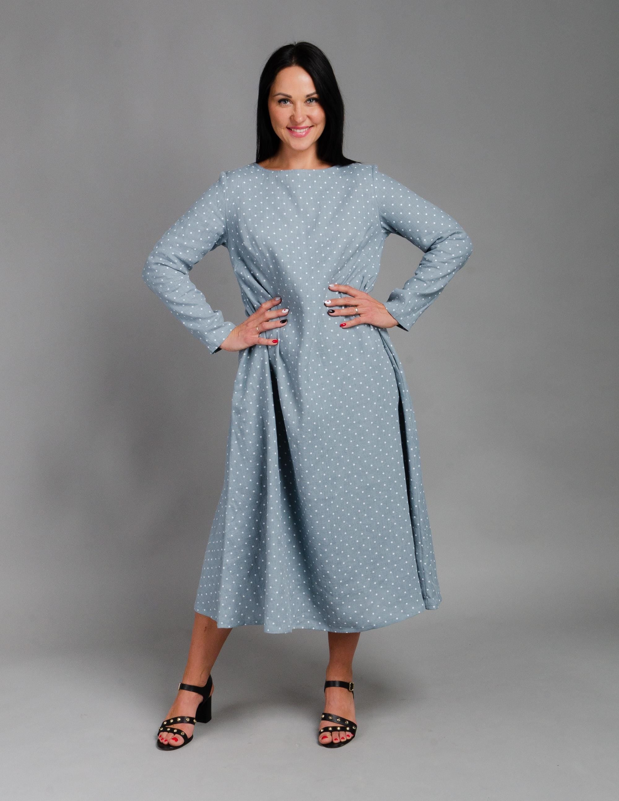 SARAH linen dress | Electric dots