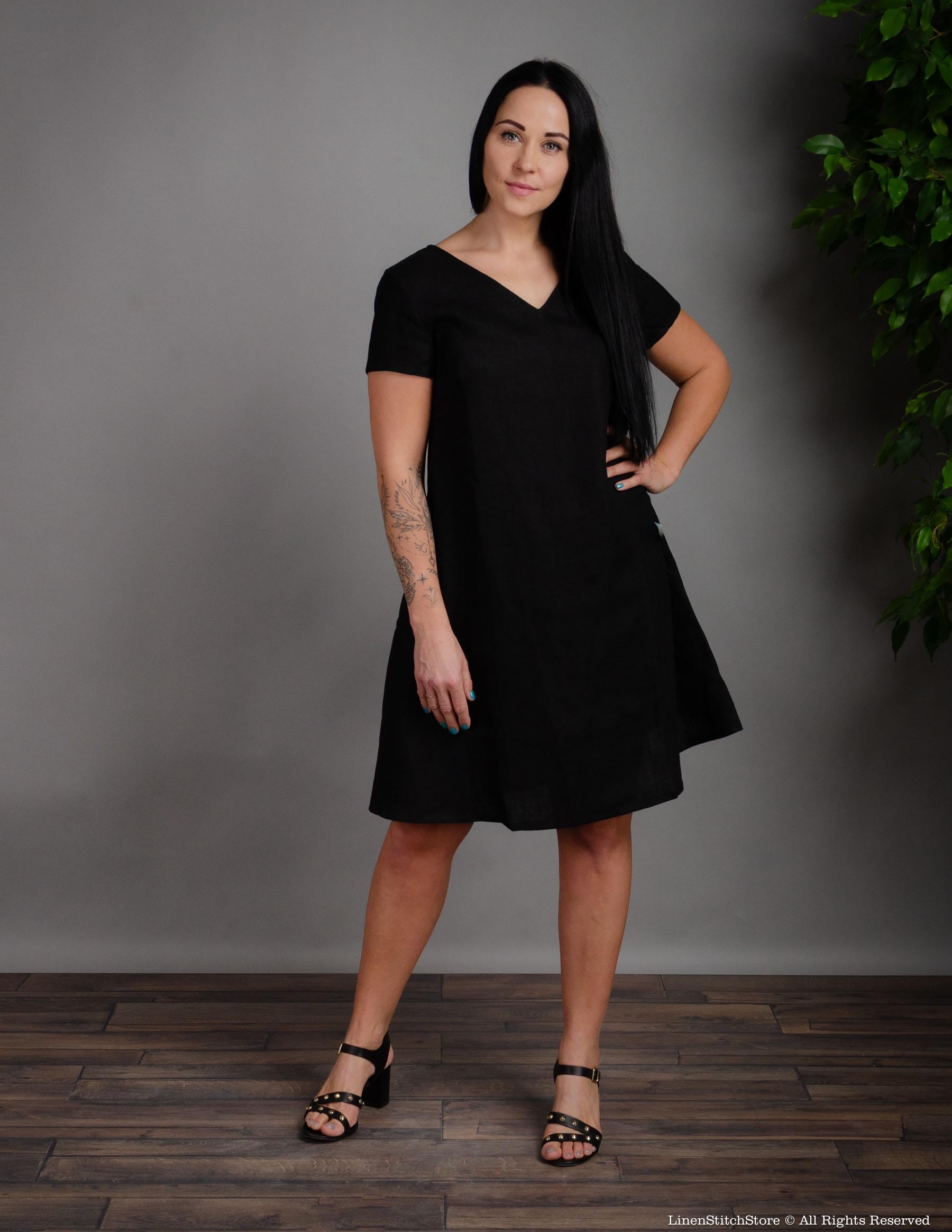 KIMBERLY Linen dress | Black