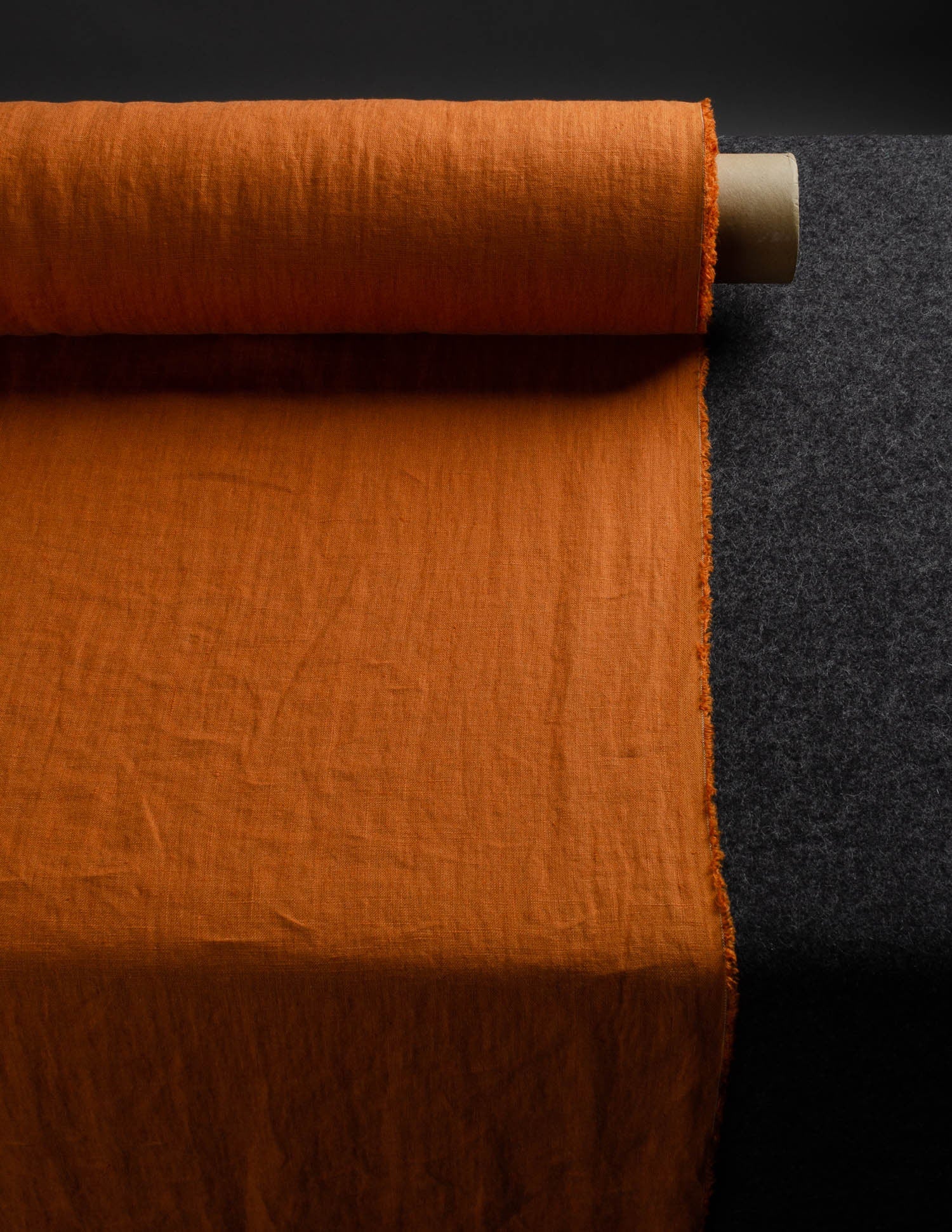 Terracotta colour medium weight linen fabric supply