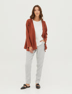 DENICE Wrap linen jacket | Hazelnut brown