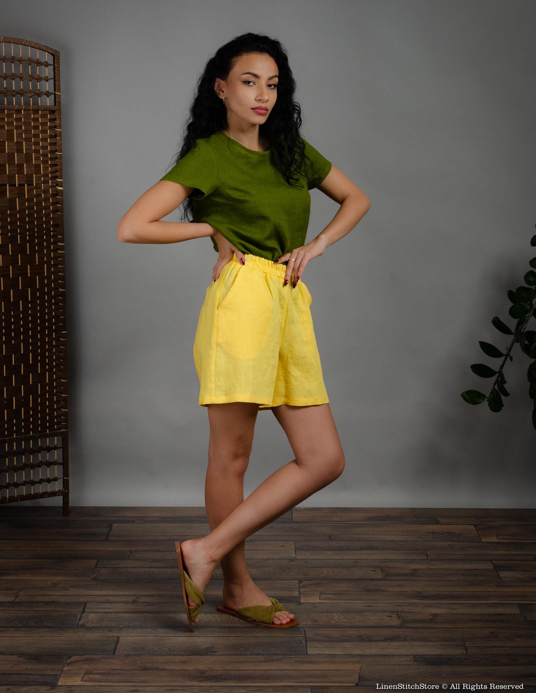 TAMARA Yellow Linen Shorts