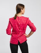 EMILY linen blouse | raspberry polka dots