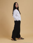 LEILA V-neck linen top | White