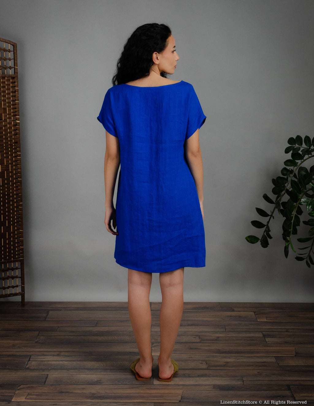 SANDRA Linen dress | Deep blue