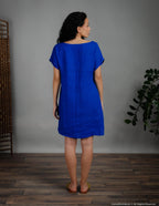 SANDRA Linen dress | Deep blue